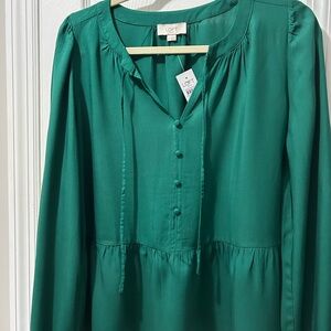 LOFT Green Button-Down Blouse